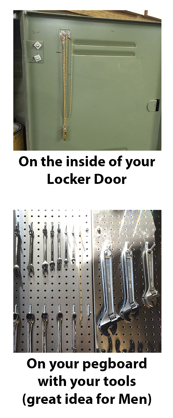 In a locker or on a tool pegboard